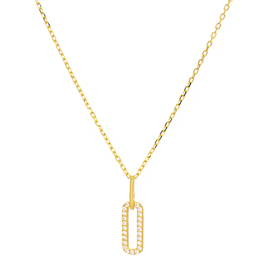 Dainty Vertical Bar Pendant with Pavé Zirconia