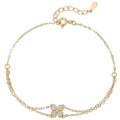 Elegant Double-Strand Zircon Clover Charm Bracelet