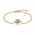 Gold Flower Bracelet with Zircon Accent