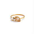 Modern Geometric 18K Gold Zirconia Ring
