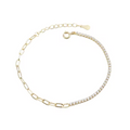 Modern Minimalist Half-Tennis Paperclip Chain Bracelet