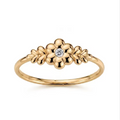 Petal-Design Gold Ring with Sparkling Zircon Center
