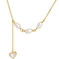 Sterling Silver Lariat Style Pearl Heart Pendant
