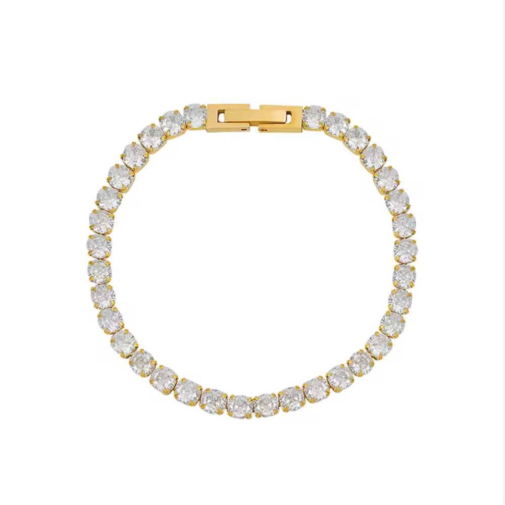 Waterproof 18K Gold Tennis Bracelet with Sparkling CZ
